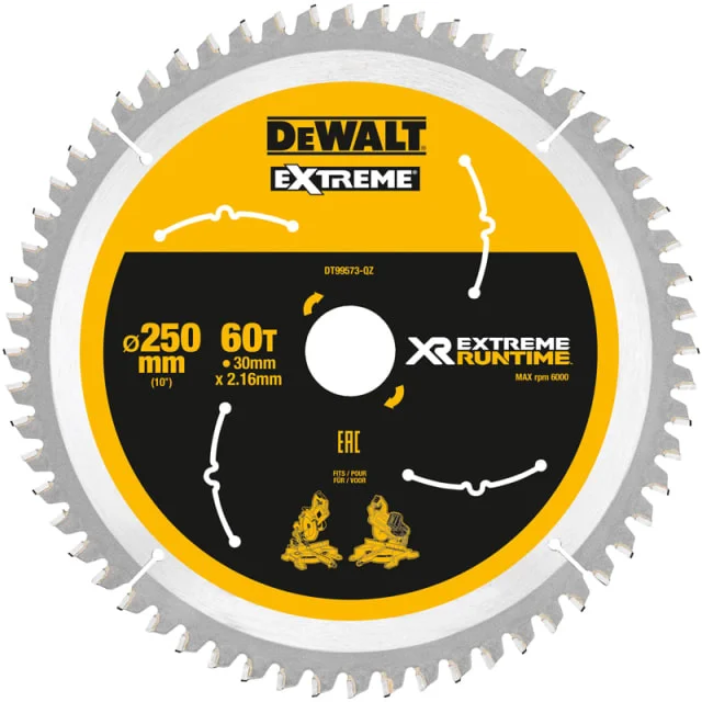 DeWalt Extreme sirkelsagklinge til akkusave, Ø250/30 mm, 60 tenner | 469430 DeWalt Extreme sirkelsagklinge til akkusave, Ø250/30 mm, 60 tenner | 469430