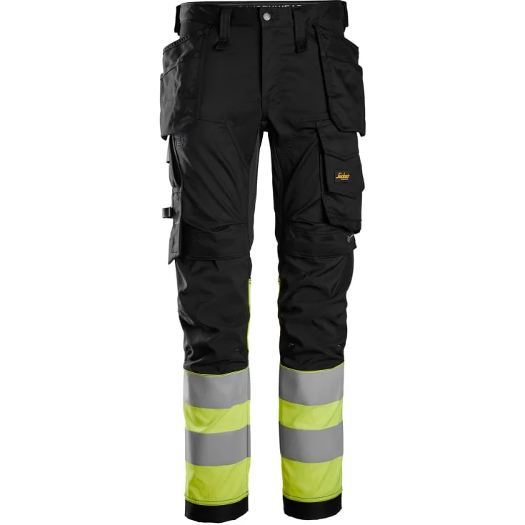 Snickers 6234 AllroundWork arbeidsbukse med stretch, sort/hi-vis gul, str. 160 | 6234-0466_160