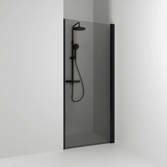 Svedbergs Skoga dusjnisje rett, 100 cm, røykfarget glass, sort matt profil | 60111210