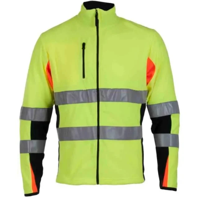 Bekken & Strøm Bergset microfleecejakke, HiVis kl.2, unisex, str. M, gul/sort | 646698