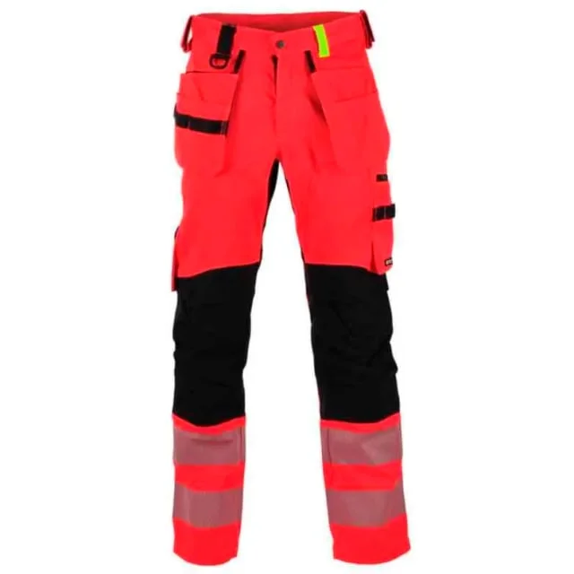 Bekken & Strøm Gjøvik håndverksbukse, HiVis kl.2, unisex, str. C60, rød/sort | 676864