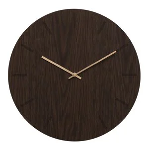 Dark Oak veggklokke 38 cm mørk eik m/kopper viser v:7630417