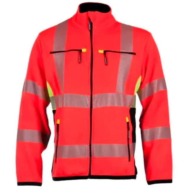 Bekken & Strøm Gjøvik fleecejakke, HiVis kl.3, unisex, str. XL, rød/sort | 677785