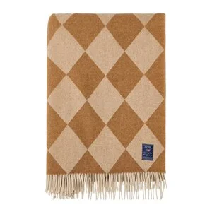 Argyle pledd ull 130×170 cm fudge/hvit v:8855864