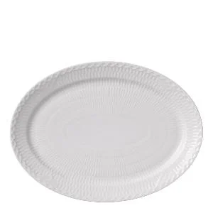 Hvit Riflet Halvblonde oval tallerken 28 cm v:2796662