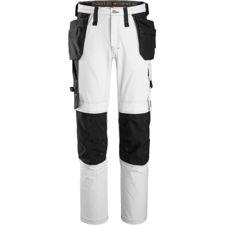 Snickers 6271 AllroundWork arbeidsbukse med stretch, hvit/sort, str. 50 | 6271-0904_50