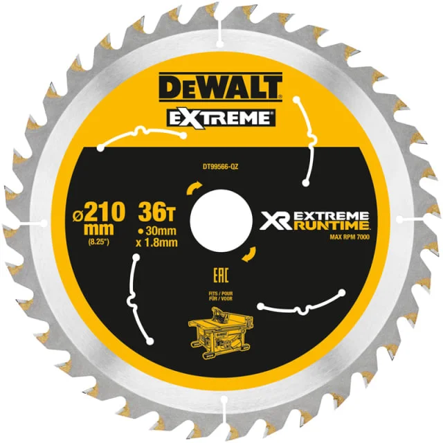DeWalt Extreme sirkelsagklinge til akkusave, Ø210/30 mm, 36 tenner | 469424 DeWalt Extreme sirkelsagklinge til akkusave, Ø210/30 mm, 36 tenner | 469424