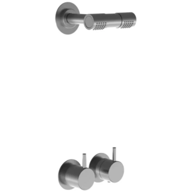 Vola 5281D Dusjtermostat, med dobbel hodedusj, rosett, rustfritt | 5281D-40