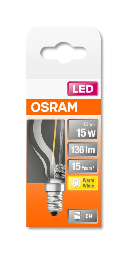 LED Classic P 15 1.5W 2700K klar E14 v:5955864