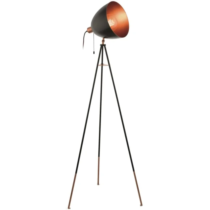 Eglo Chester gulvlampe, svart/kobber | 49386