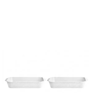 Plissé serveringsfat dypt 35x19 cm 2 stk hvit v:5956909