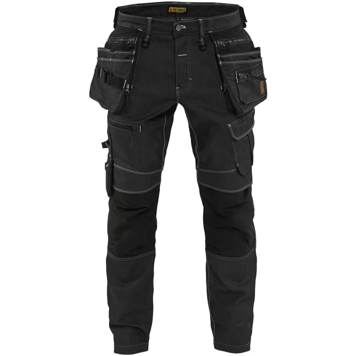 Blåkläder Workwear X1900 håndverkerbukser med 2-veis stretch, sort/hvit, str. D112 | 1990-1141-9900_D112