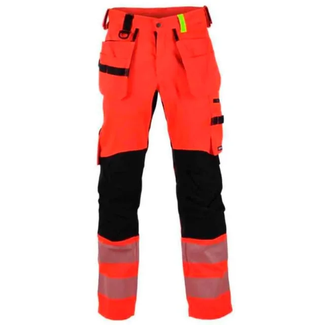 Bekken & Strøm Gjøvik håndverksbukse, HiVis kl.2, unisex, str. KB50, rød/sort | 676837