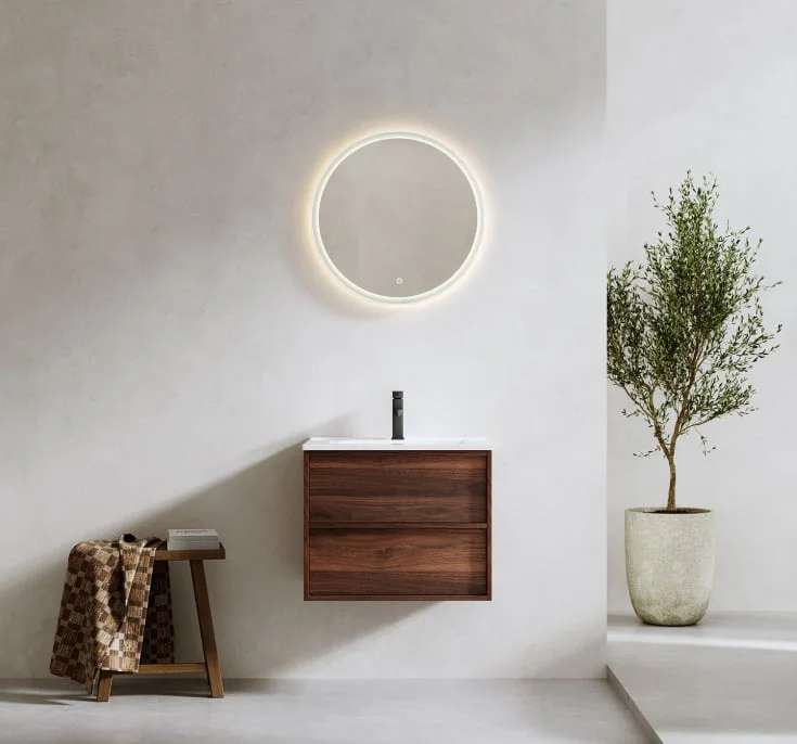 Bathlife Charm møbelpakke, med servant og LED-speil, 61×46,5×52 cm, valnøtt | 401410300 Bathlife Charm møbelpakke, med servant og LED-speil, 61×46,5×52 cm, valnøtt | 401410300