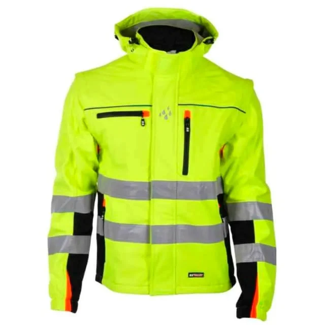 Bekken & Strøm Bergset softshelljakke, HiVis kl.2, unisex, str. S, gul/sort | 646775